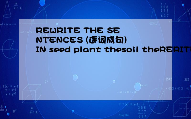 REWRITE THE SENTENCES (连词成句)IN seed plant thesoil theRERITE THE SENTENCES (连词成句)                                                                              IN seed plant thesoil the