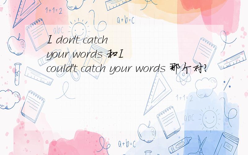 I don't catch your words 和I could't catch your words 那个对?