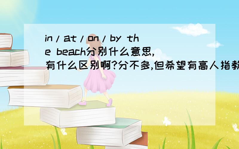 in/at/on/by the beach分别什么意思,有什么区别啊?分不多,但希望有高人指教