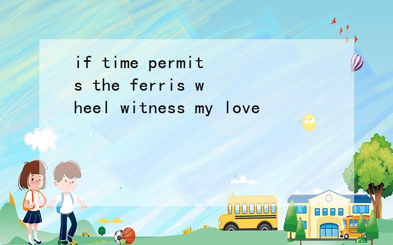 if time permits the ferris wheel witness my love