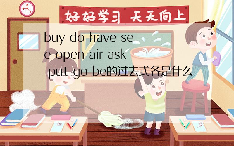 buy do have see open air ask put go be的过去式各是什么