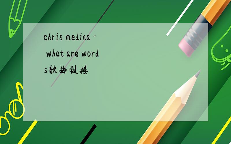 chris medina - what are words歌曲链接