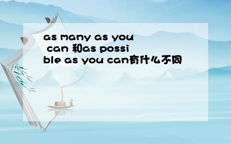 as many as you can 和as possible as you can有什么不同